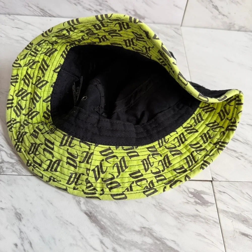 City Hunter Washington DC Bucket Hat Neon Lime Green Black Monogram Print OS